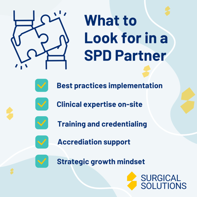 Infographic listing top skills for sterile processing technicians, including attention to detail, sterilization expertise, stamina, equipment handling, and communication.
